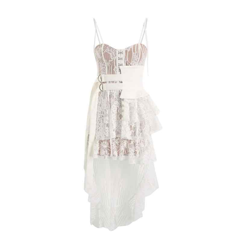 White Straps Lace Suspender Dress