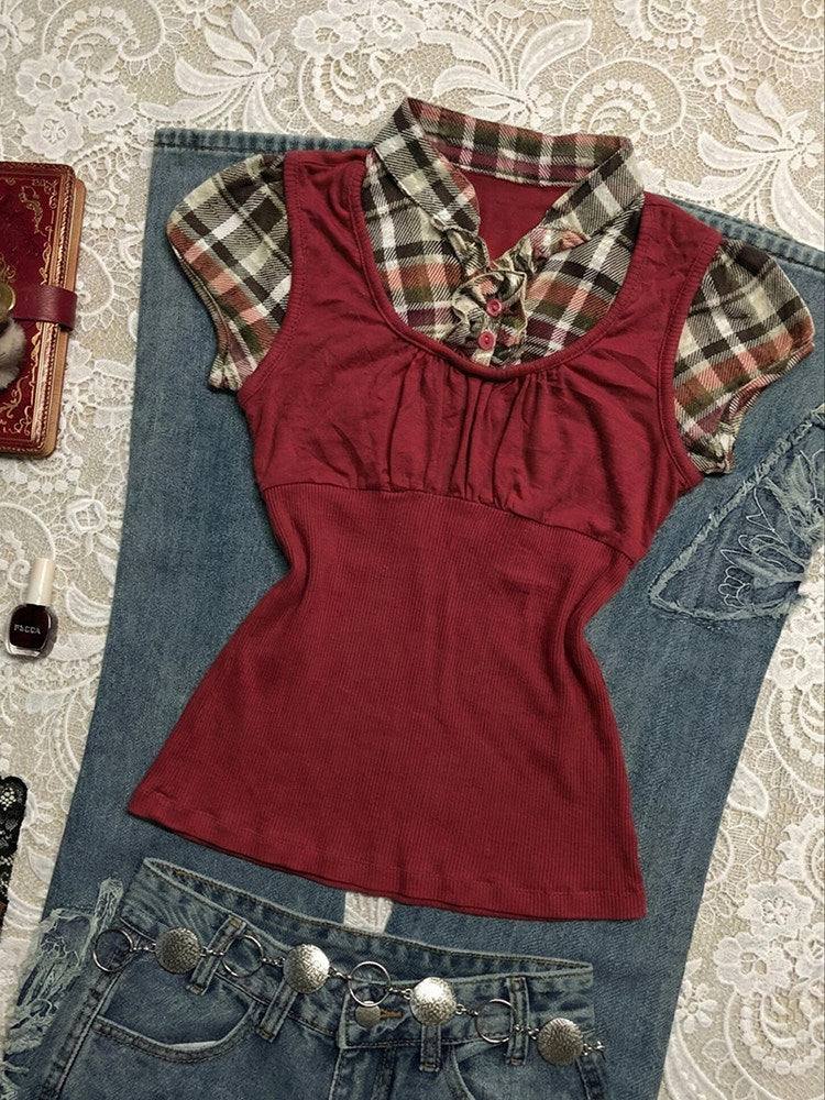 red plaid shirt