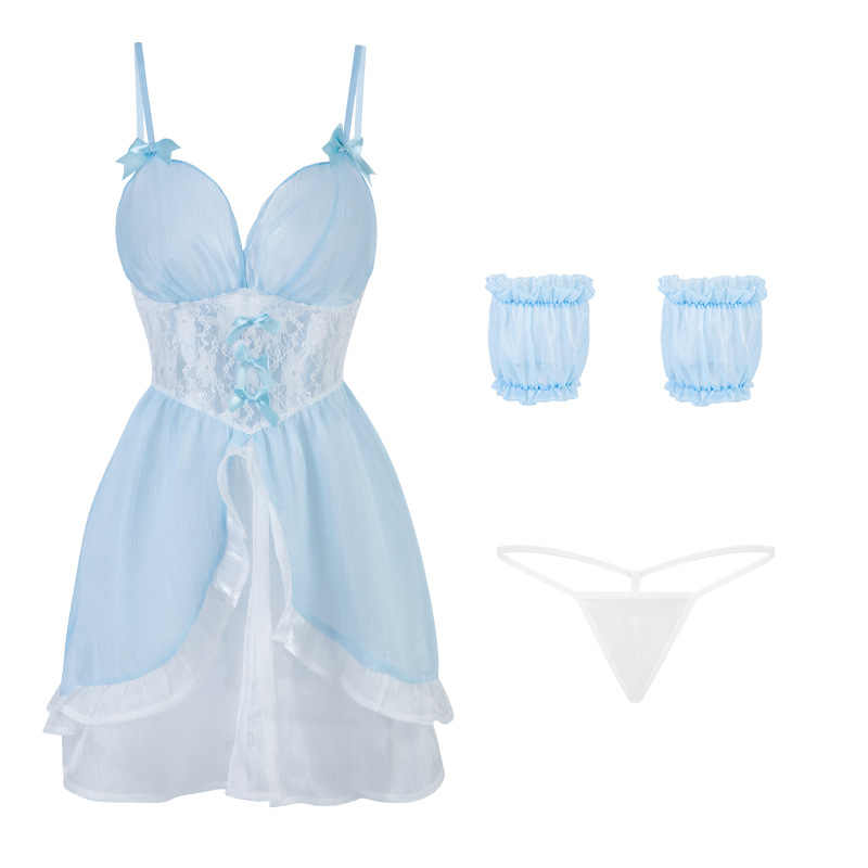 Blue Mesh Suspender Mermaid Dress