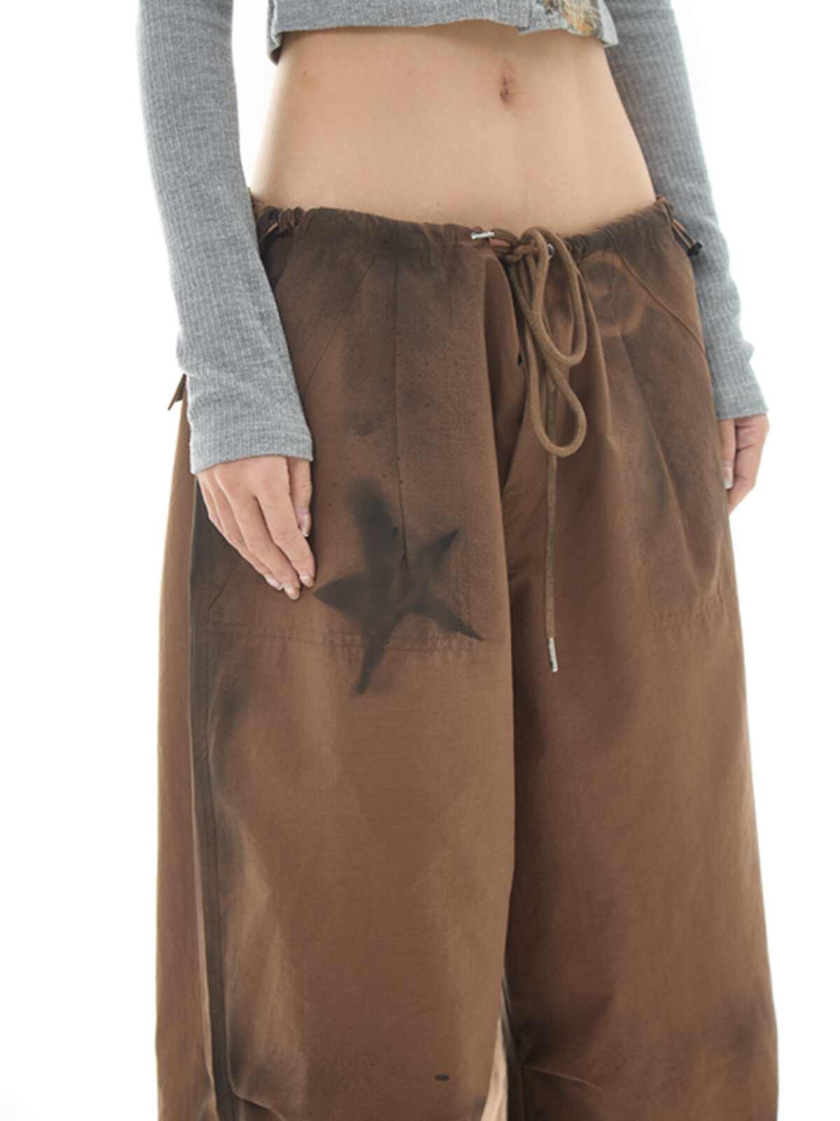 Y2K Star Girl Smudged Paratrooper Pants