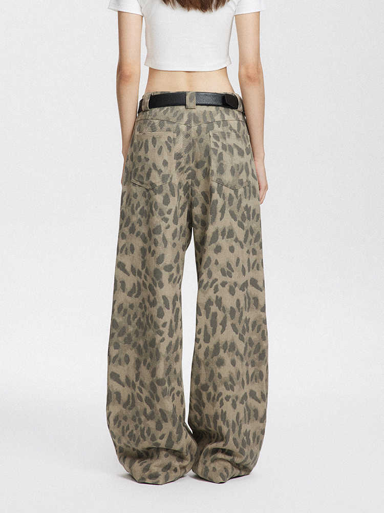 Chic Retro Leopard Wide-Leg Trousers