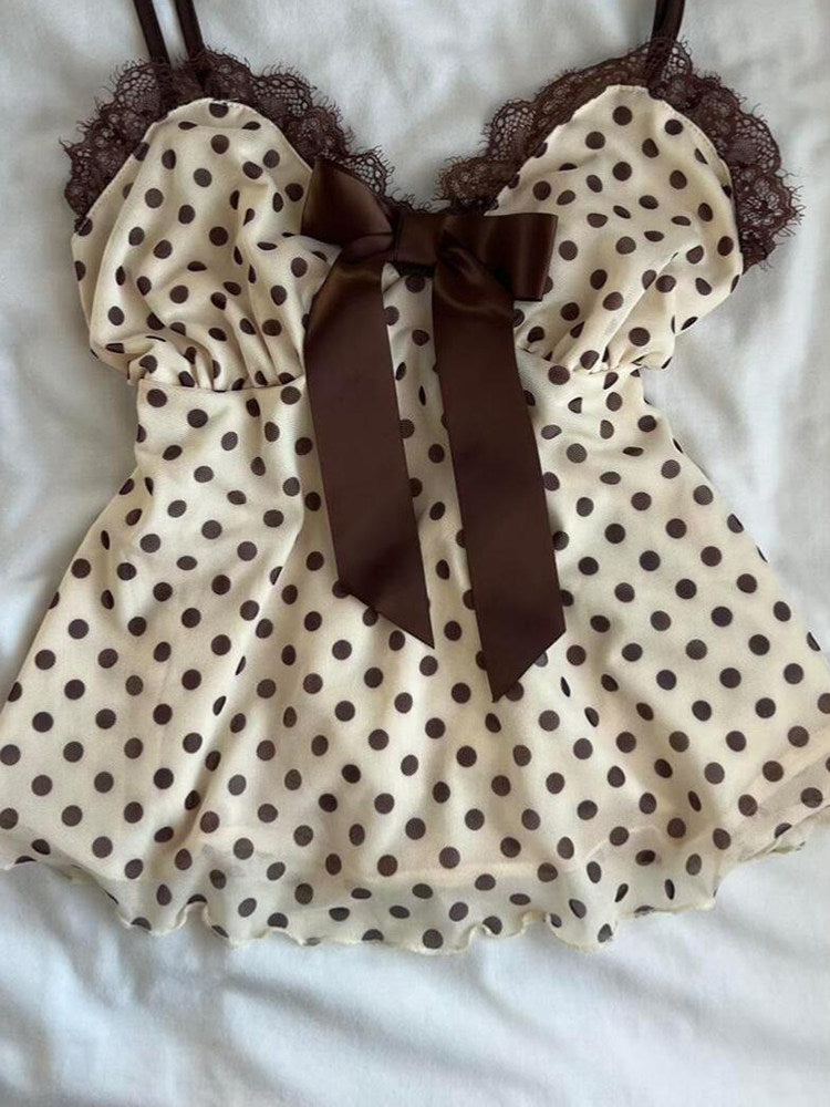 brown polka dots tank top