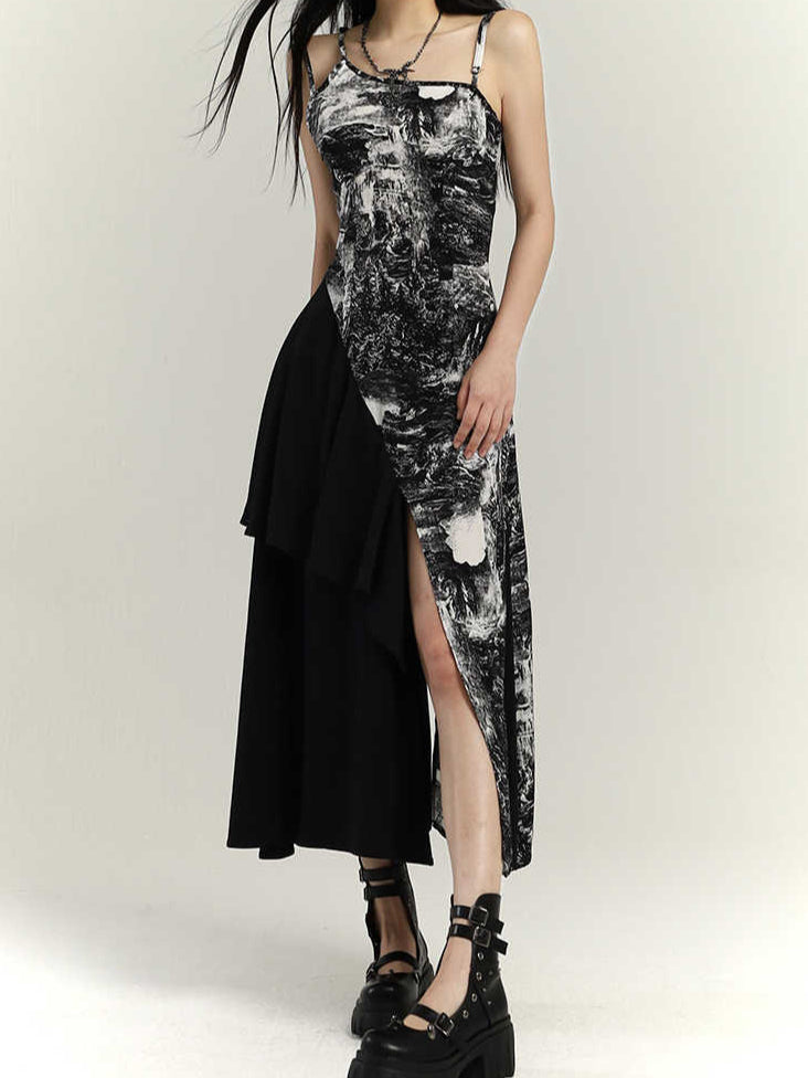 Acubi Ink Artistic Irregular Maxi Dress