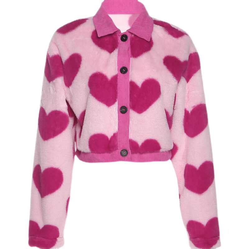 Cute Plush Heart Cardigan