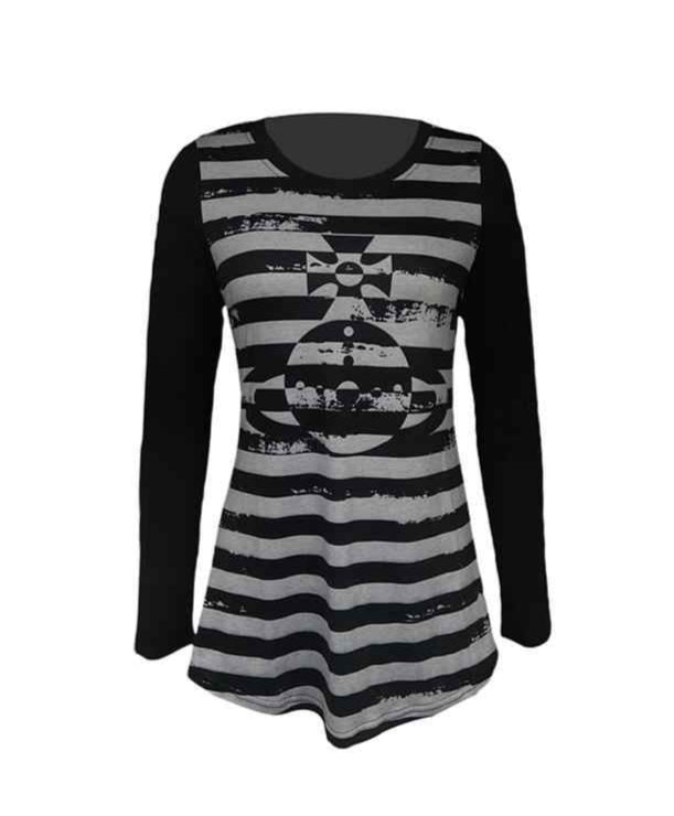 Gothic Grunge Striped Long-sleeved Top