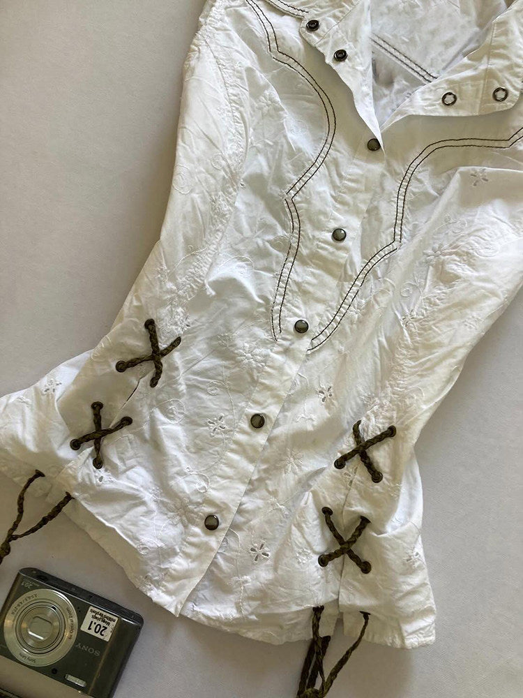 retro sleeveless straps shirt