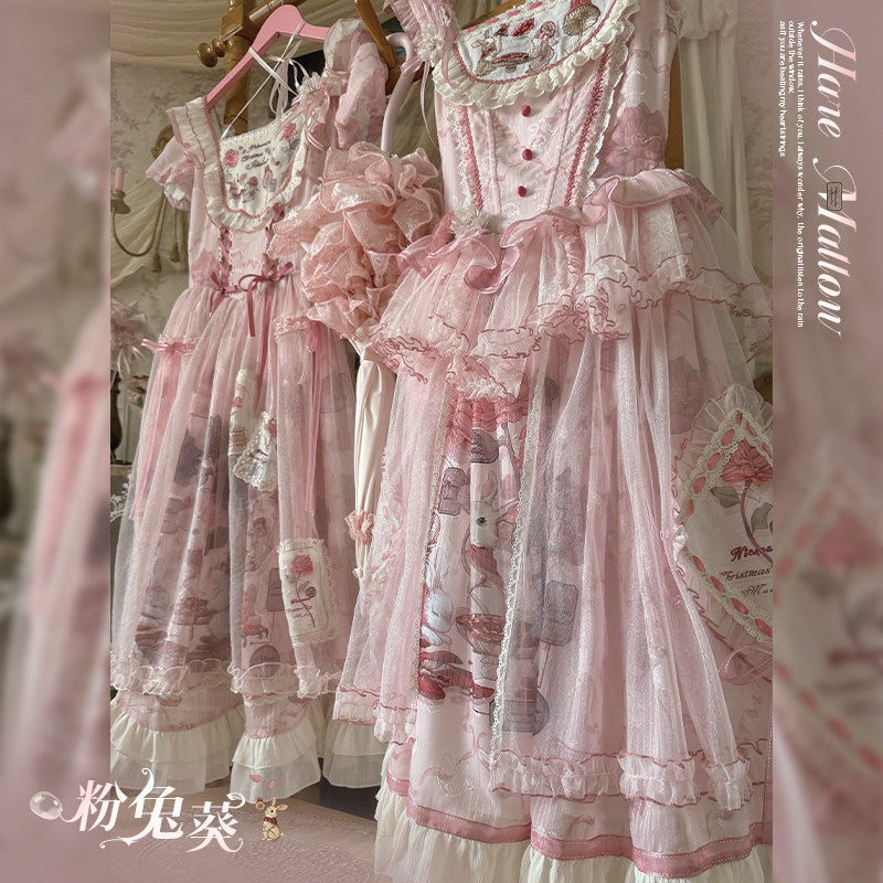 pink rabbit straps corset lolita dress