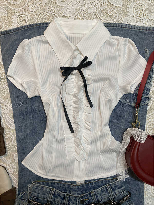 Vintage White Striped Shirt
