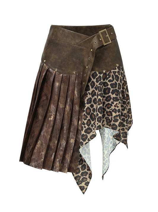 Grunge Leather Leopard Skirt