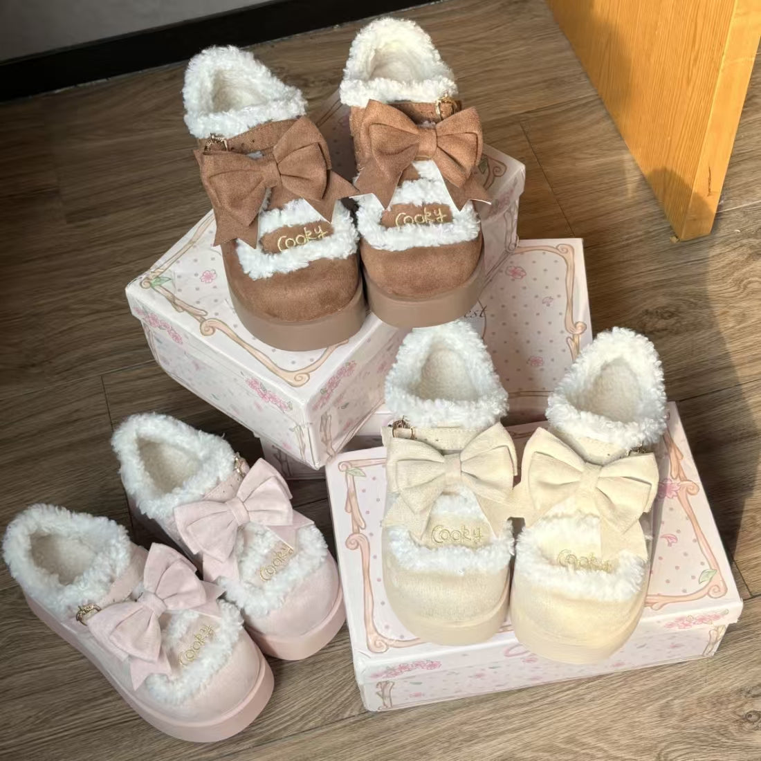kawaii winter thick-soled velvet shoes