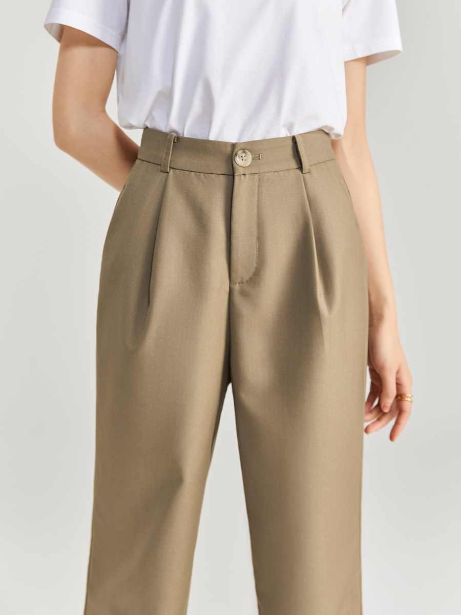 Preppy High-waisted Loose Straight Pants