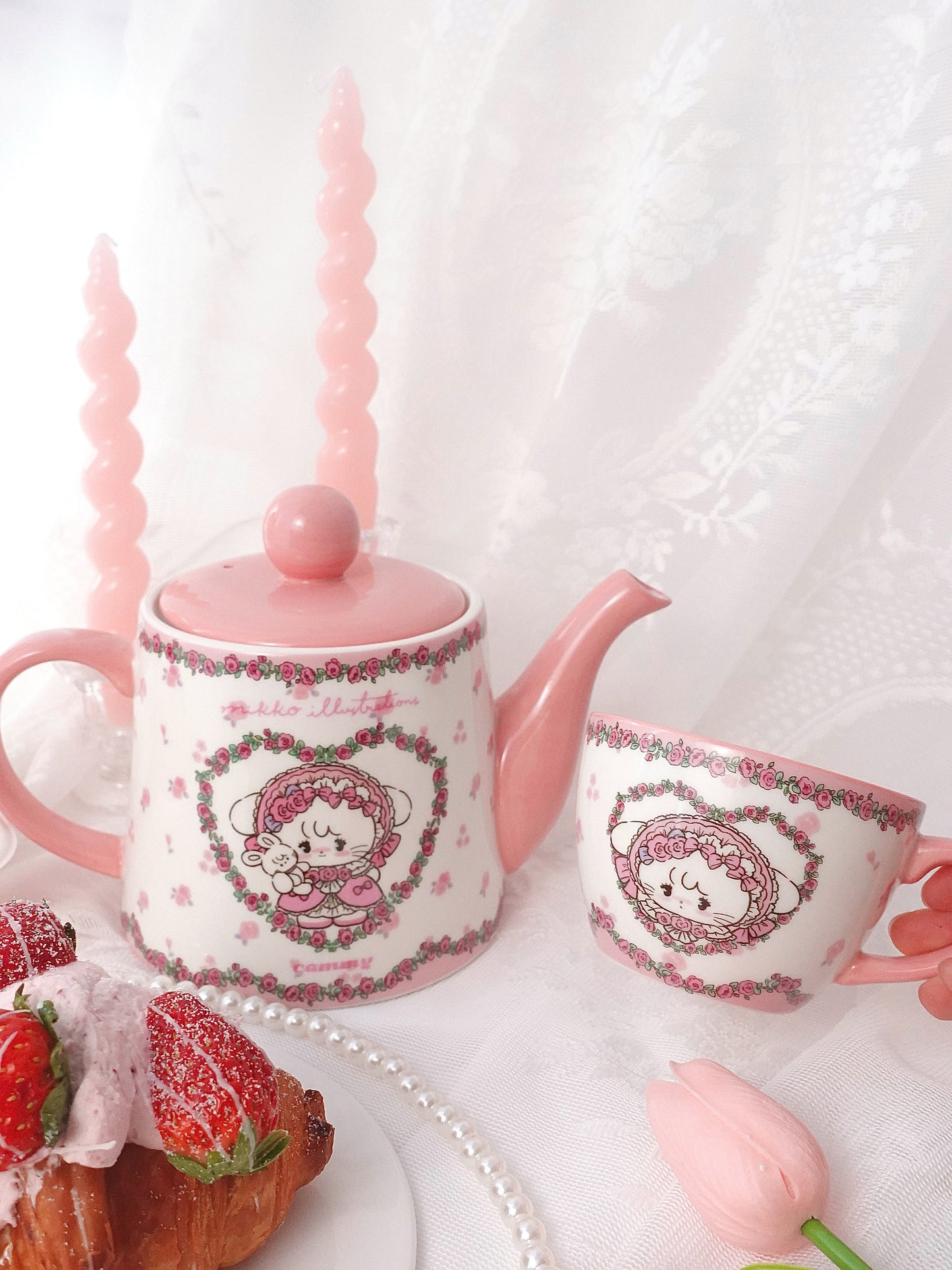 strawberry kawaii mug