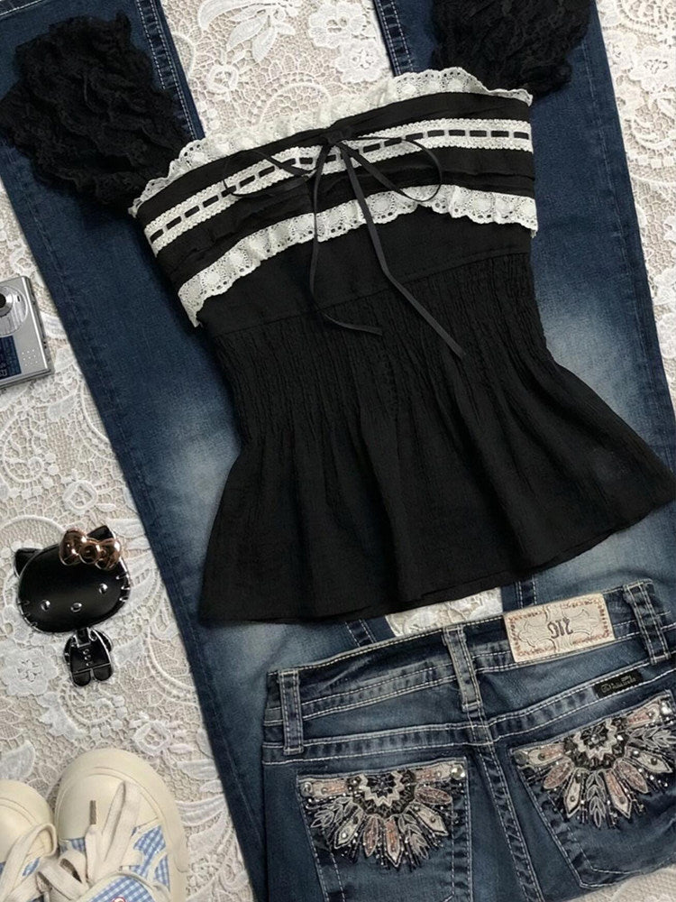 dark coquette lace shirt