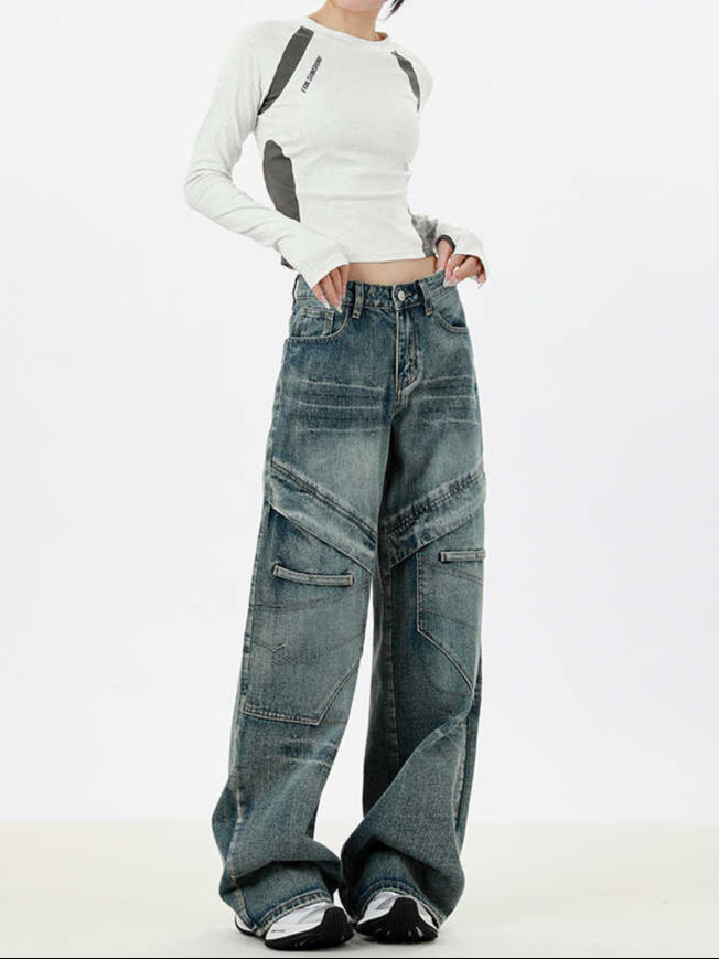 Acubi Street Splicing Straight Jeans