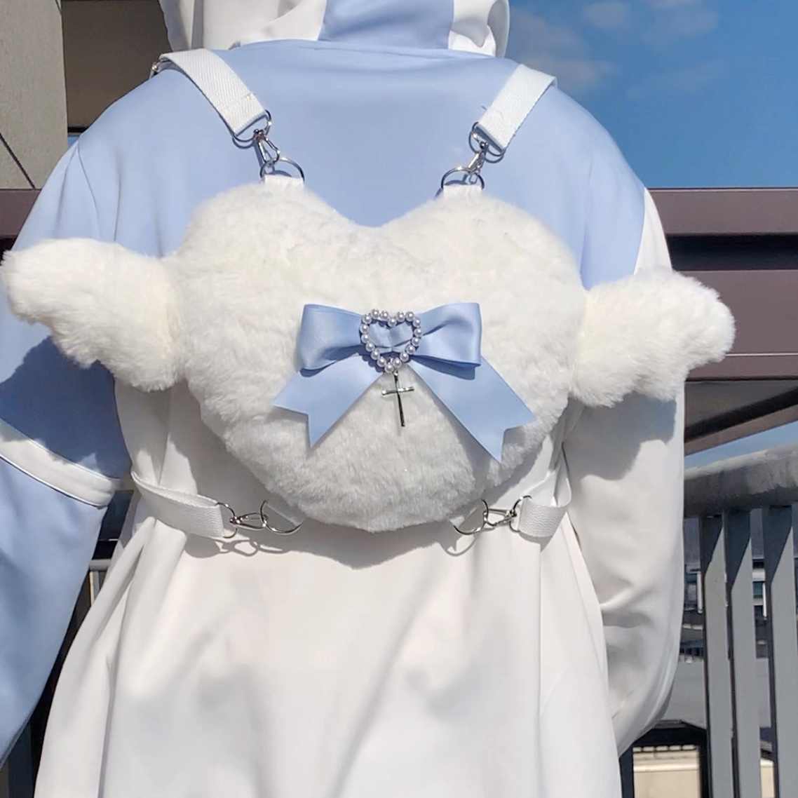 Plush Angel Wings Backpack