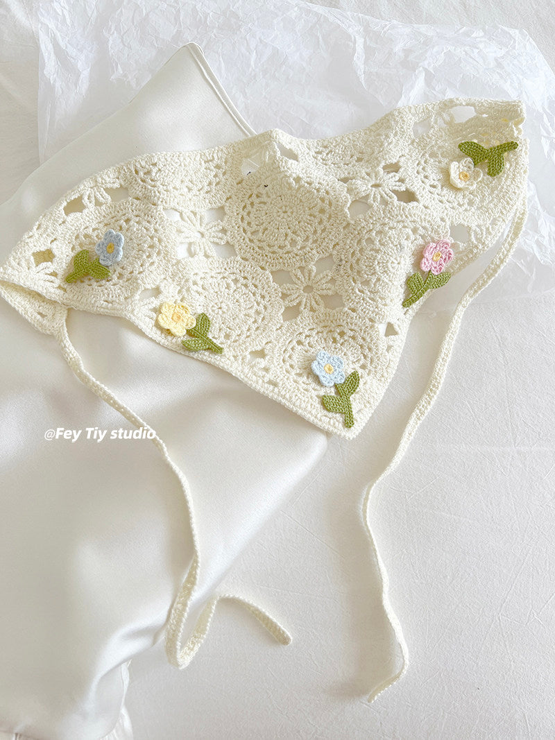 French-Style Knitted Triangle Scarf