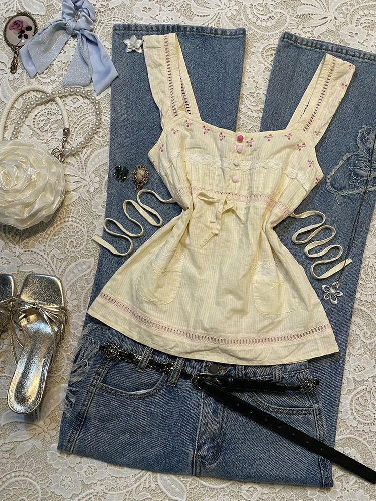 vintage light yellow tank top