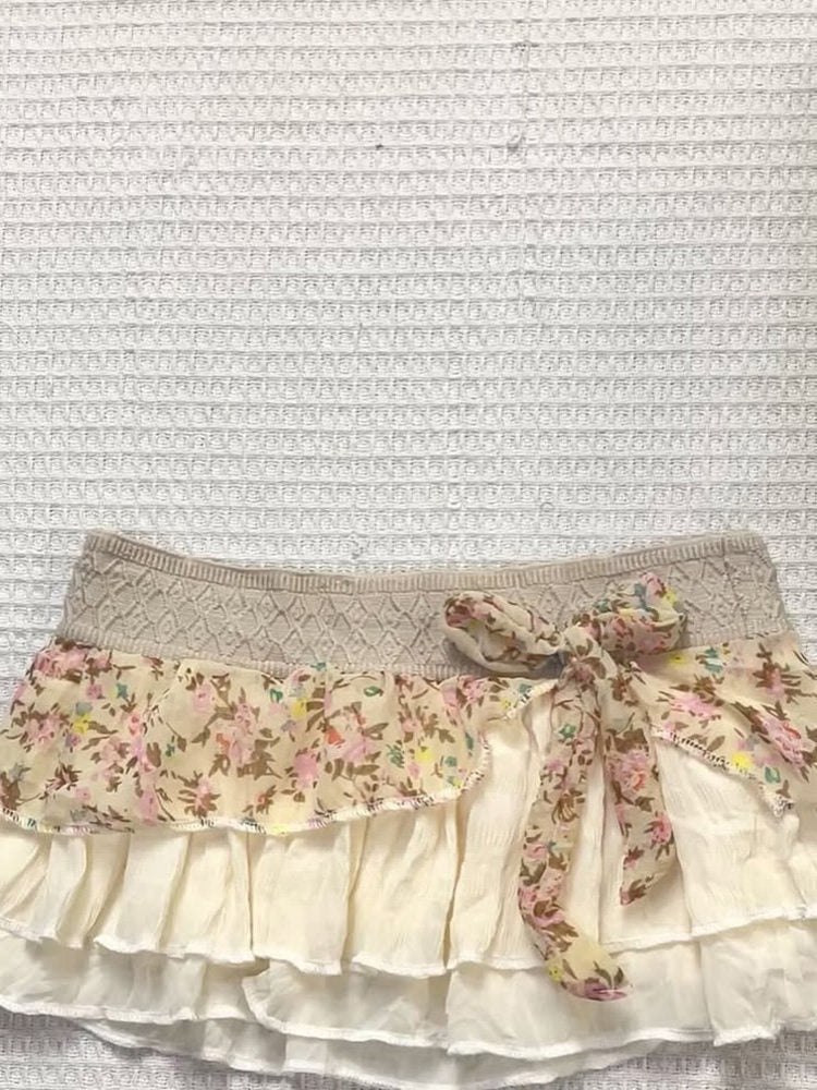 floral mesh bow skirt