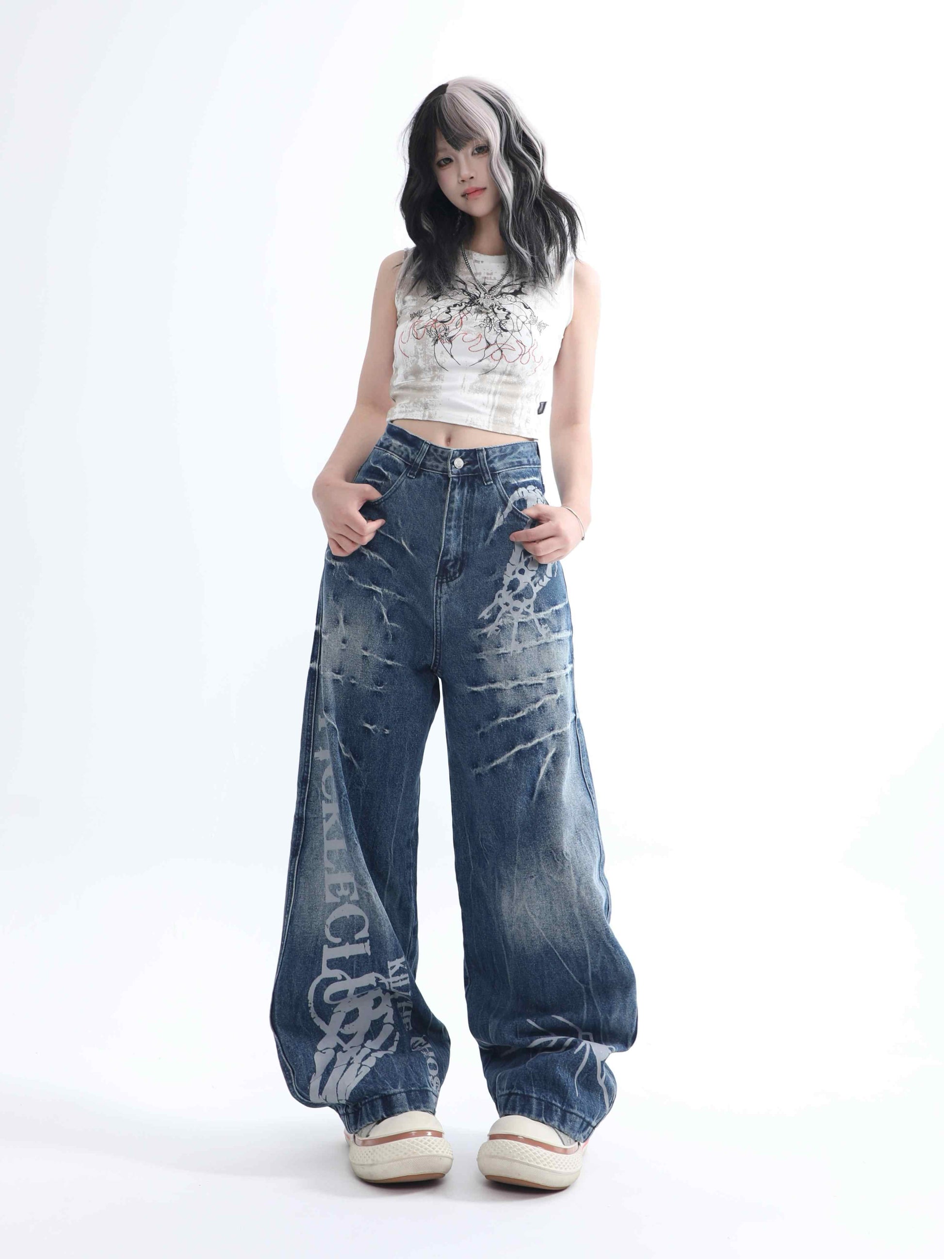 Grunge Distressed Hip-Hop Jeans