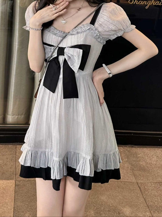 Gray Bow Tie Acubi Dress