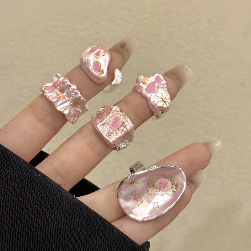 handmade enamel dripping oil cat bow applique ring