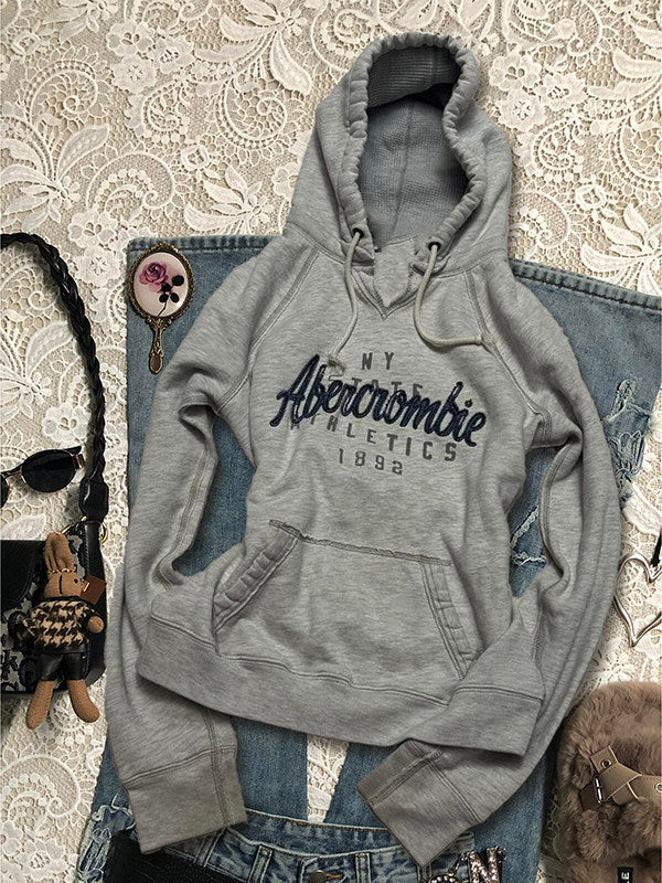 preppy gray letters sweatshirt