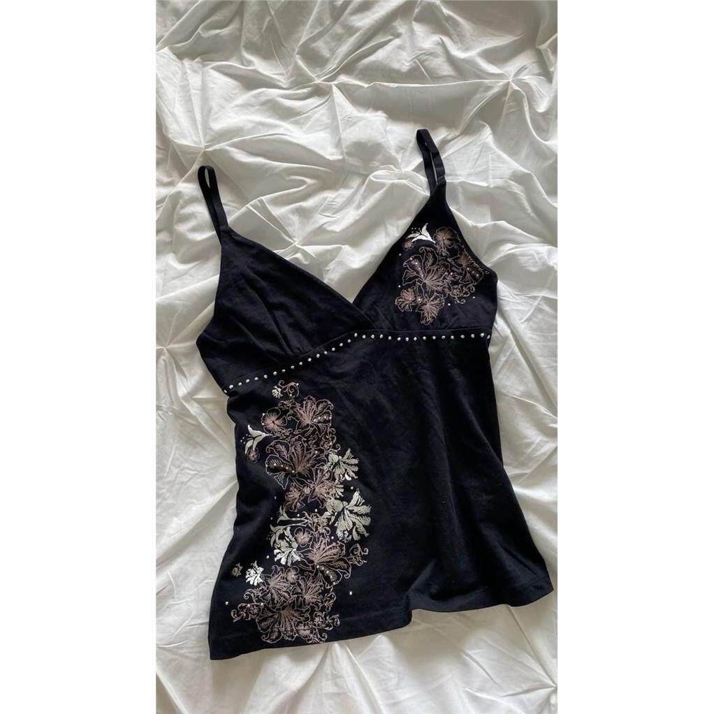 Black Vintage Print Camisole