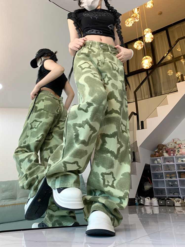 Y2K Camouflage Star Wide-leg Pants