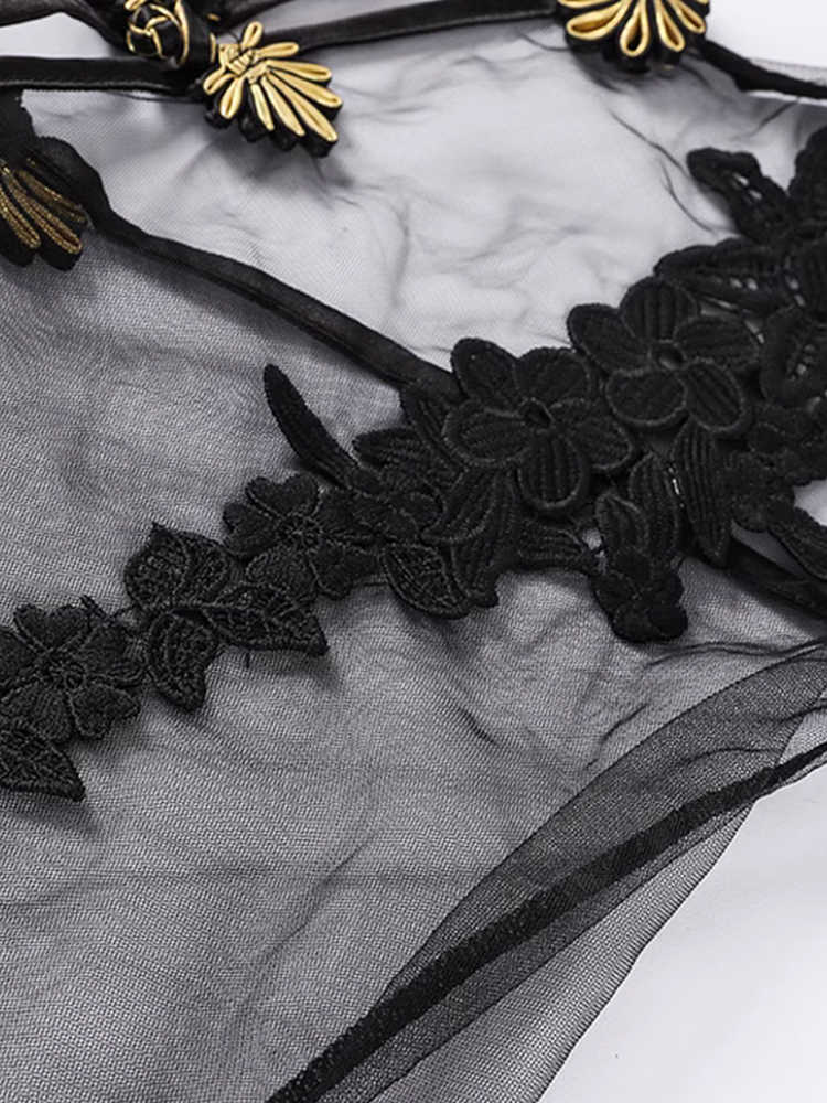 Embroidered Mesh Cheongsam Nightgown