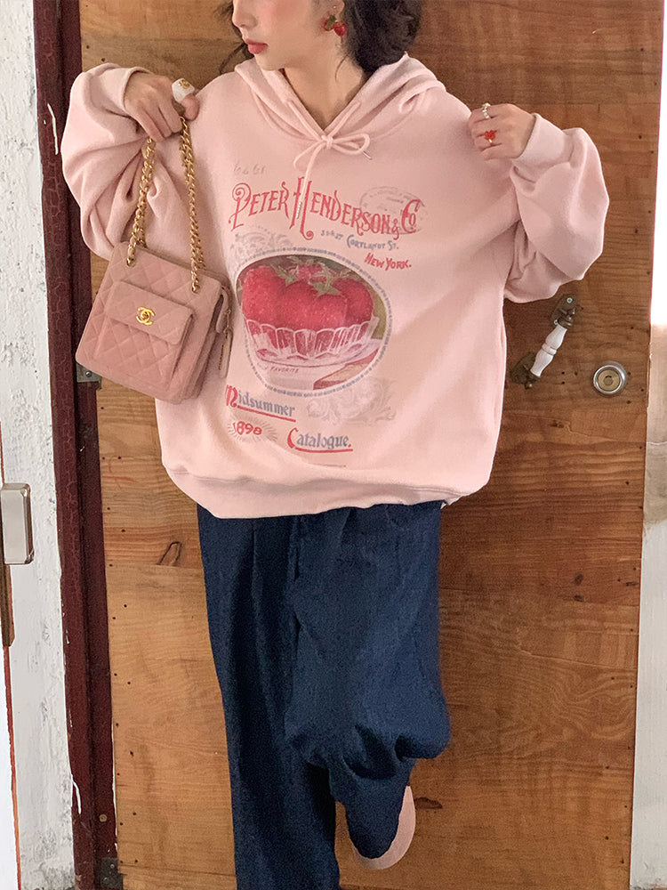 strawberry coquette bow hoodie