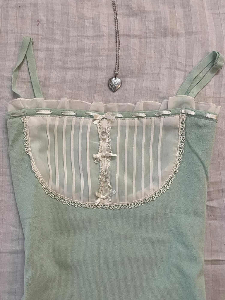 French Green Lace Top