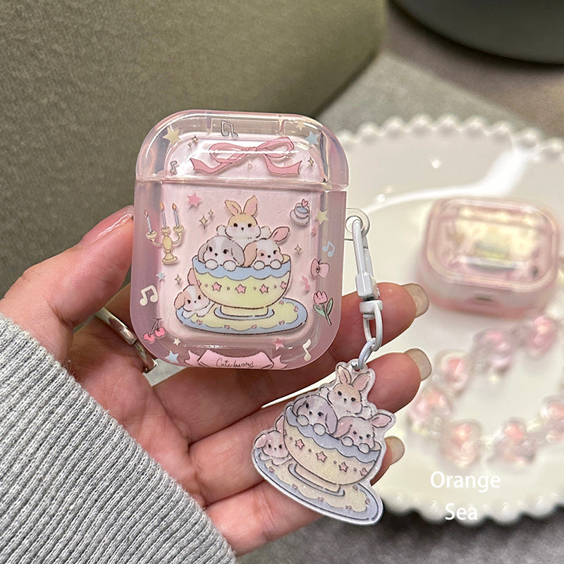 pink rabbit kawaii airpods case
