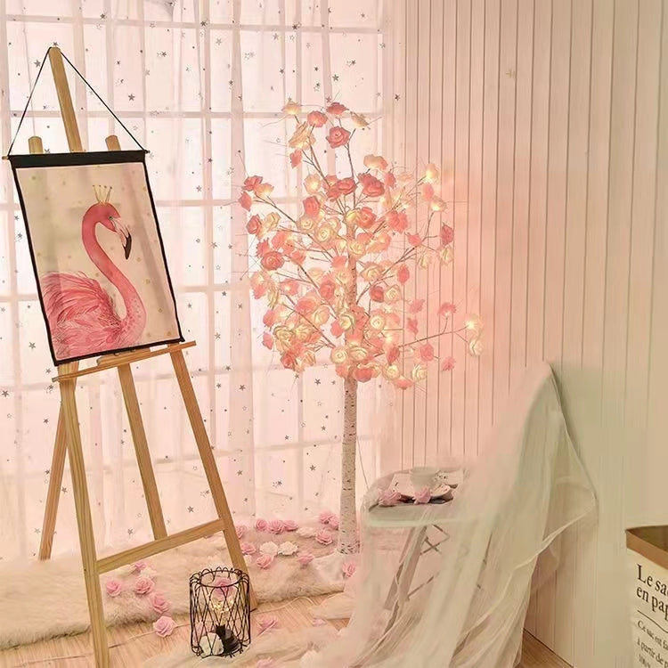 pink rose tree led floor tree