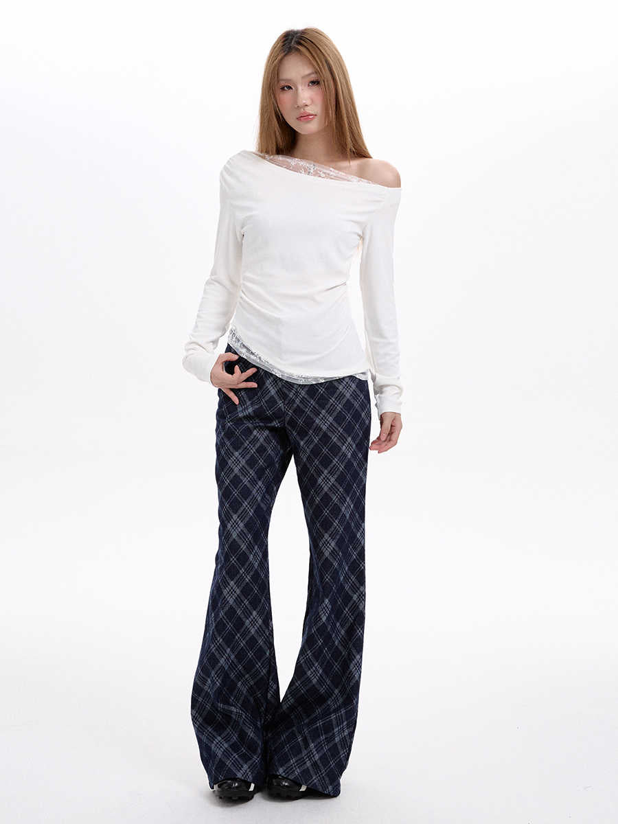 Preppy Plaid Wide-leg Pants