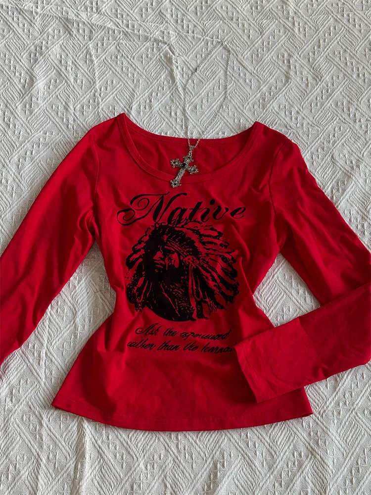 Goth Red Printed Tee