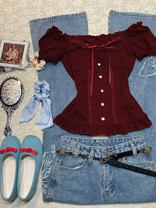 Lace Vintage Bow Shirt