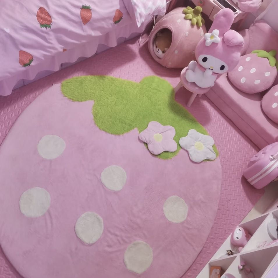 homemade cute strawberry bedside blanket