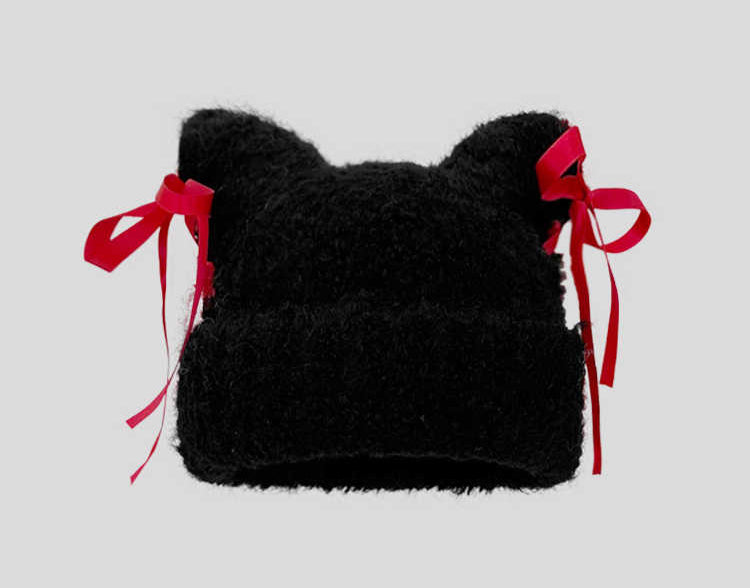 Bow Ribbon Plush Cat Ear Hat