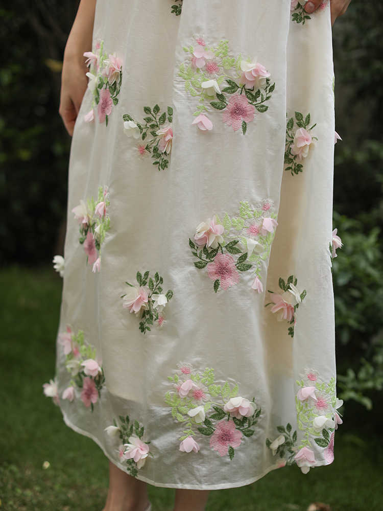 Backless Flowers Ruffle Dress