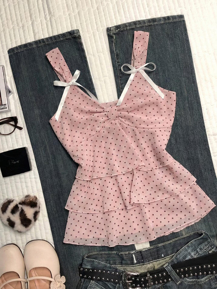 pink polka dots tank top