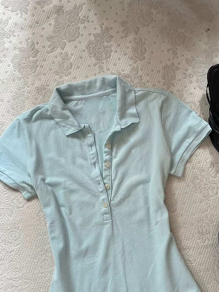 retro baby blue polo shirt