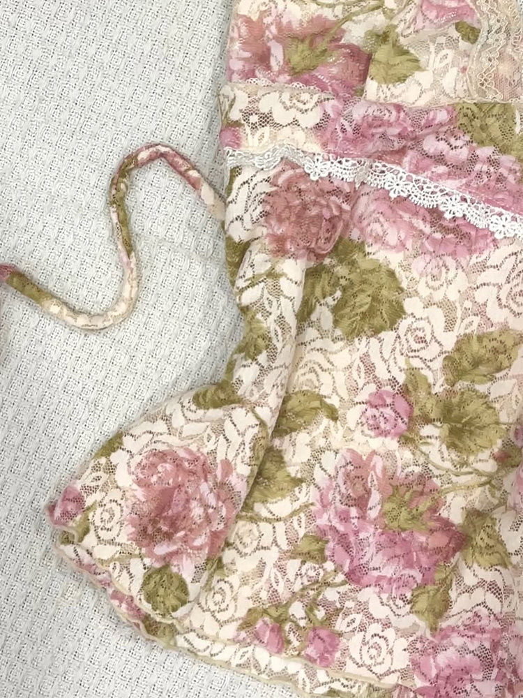 floral pink&green tank top