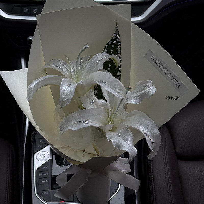 Ins Style Polka Dot Rhinestone Lily Bouquet DIY Kit