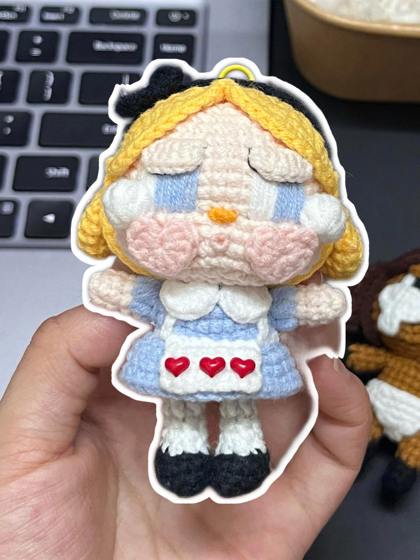 diy wool cute crying baby bear pendant