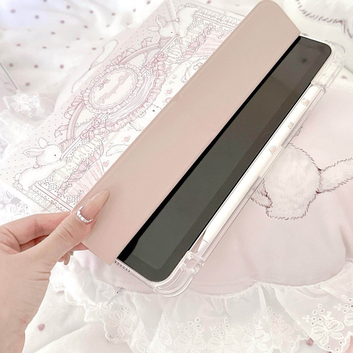 kawaii acrylic 3+Y folding anti-bending magnetic all-in-one ipad air6 protective case
