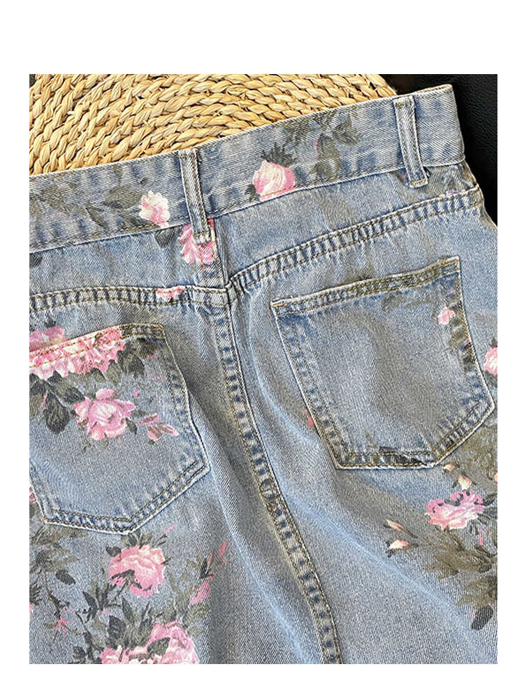 Rose Denim Skirt