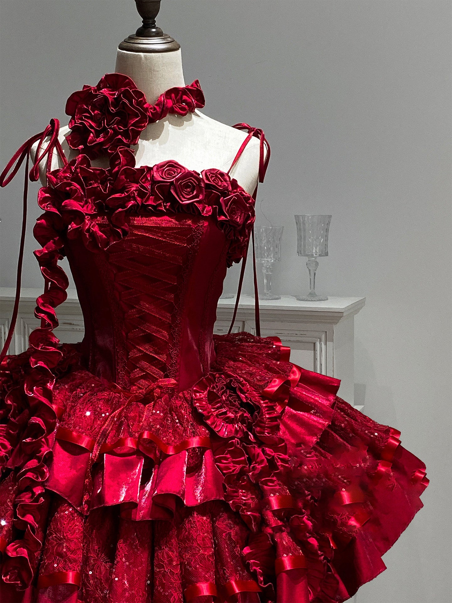 roses gothic cake dress