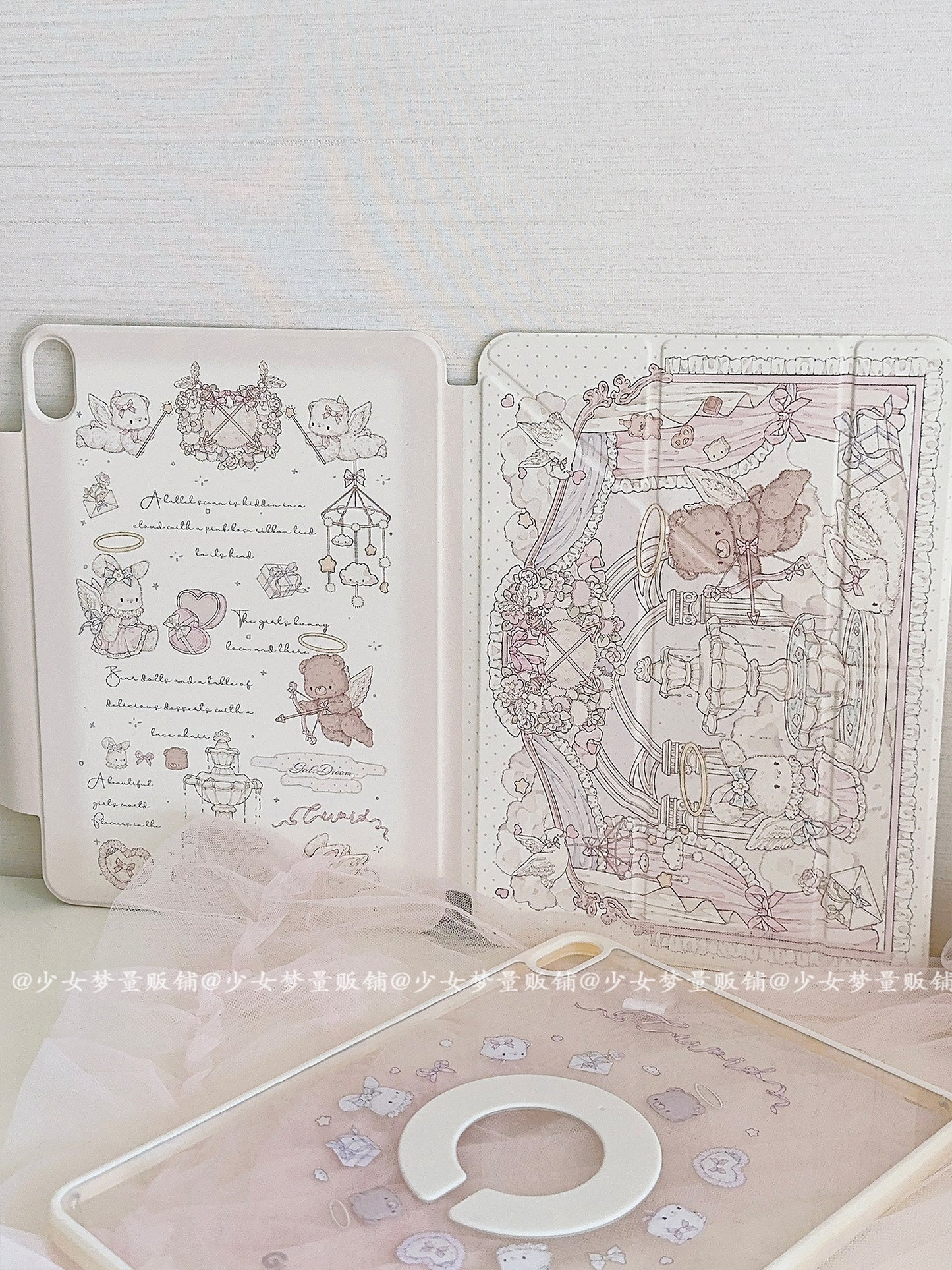 Girl's Dream Rabbit Bear iPad Protective Magnetic Case