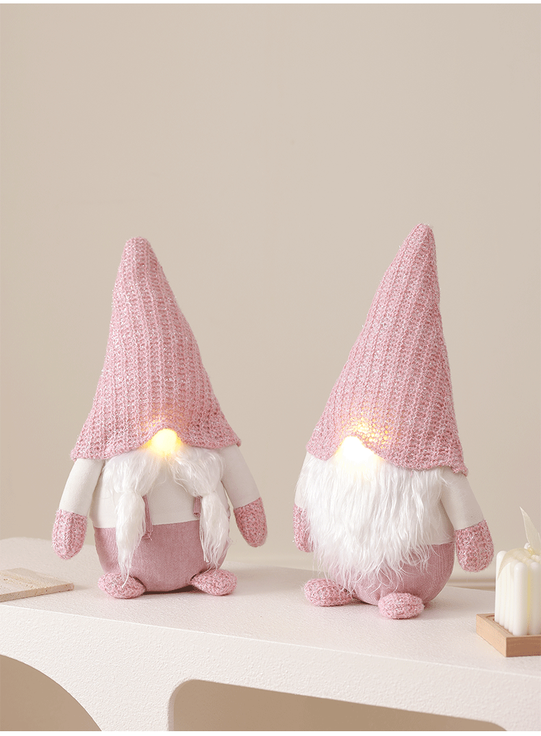 Christmas lights pink cute faceless doll
