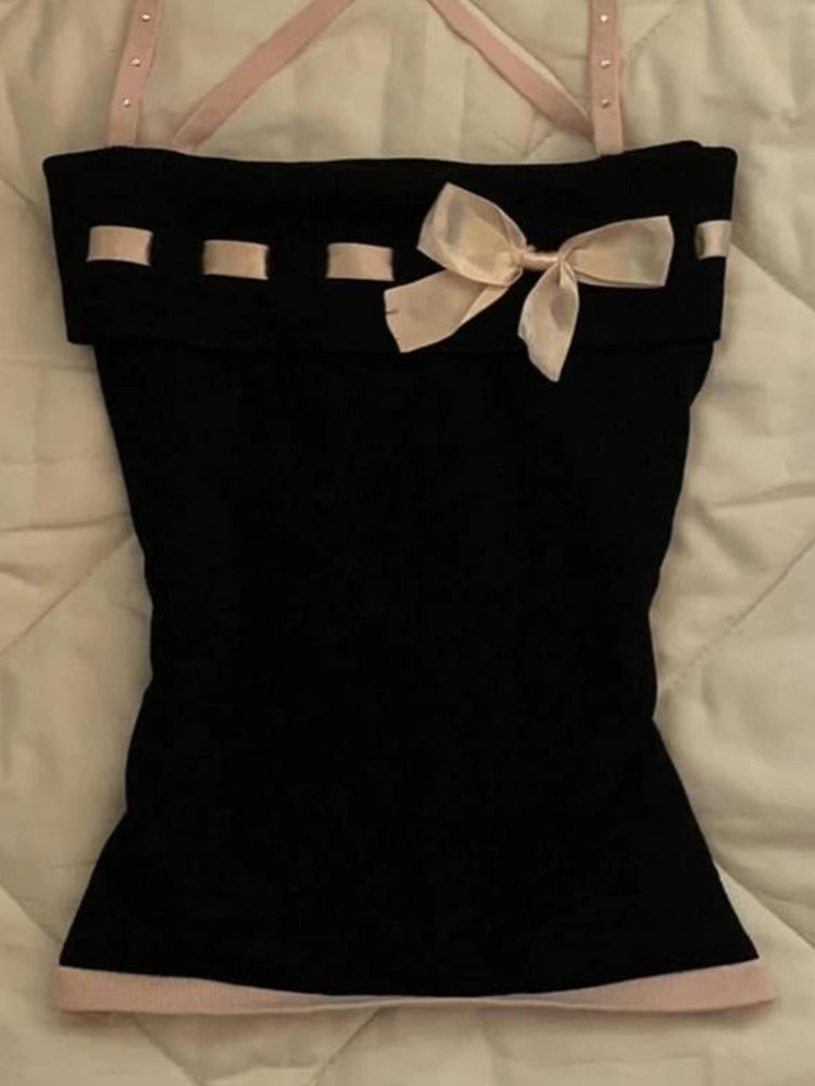 dark coquette coquette bow tank top
